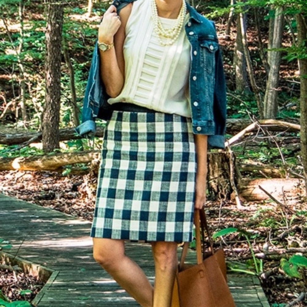 NWT J. Crew gingham no. 2 pencil skirt